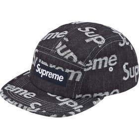 Supreme Jacquard Logos Denim Camp Cap Rigid Indigo