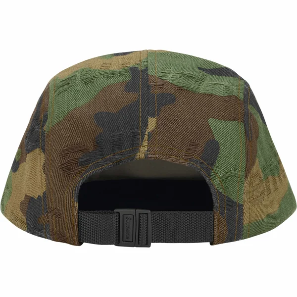 Supreme Jacquard Logos Denim Camp Cap - Woodland Camo (front)