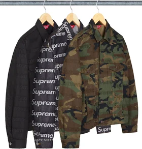 Supreme Jacquard Logos Denim Trucker Jacket