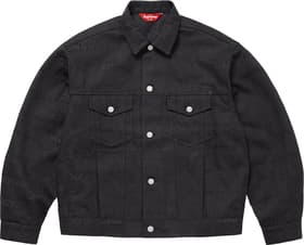 Supreme Jacquard Logos Denim Trucker Jacket Black