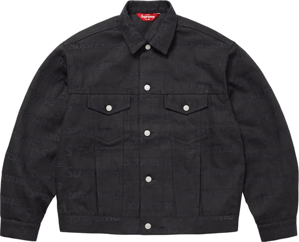 Supreme Jacquard Logos Denim Trucker Jacket - Black (front)