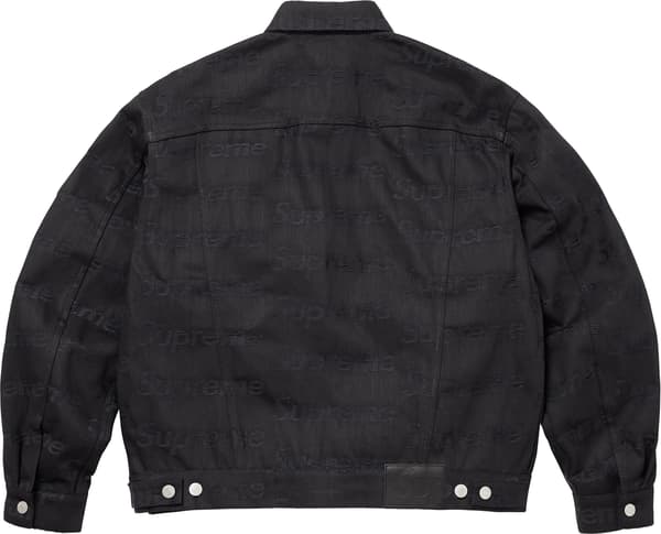 Supreme Jacquard Logos Denim Trucker Jacket - Black (front)