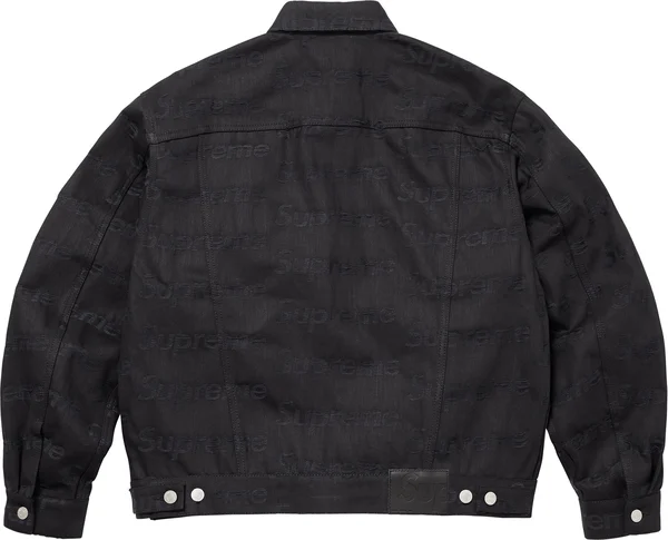 Supreme Jacquard Logos Denim Trucker Jacket - Black (front)