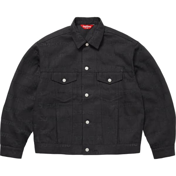 Supreme Jacquard Logos Denim Trucker Jacket - Black (front)