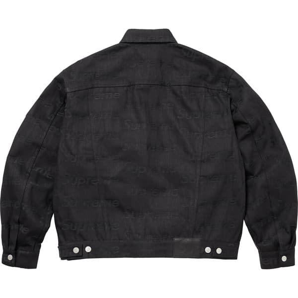 Supreme Jacquard Logos Denim Trucker Jacket - Black (front)