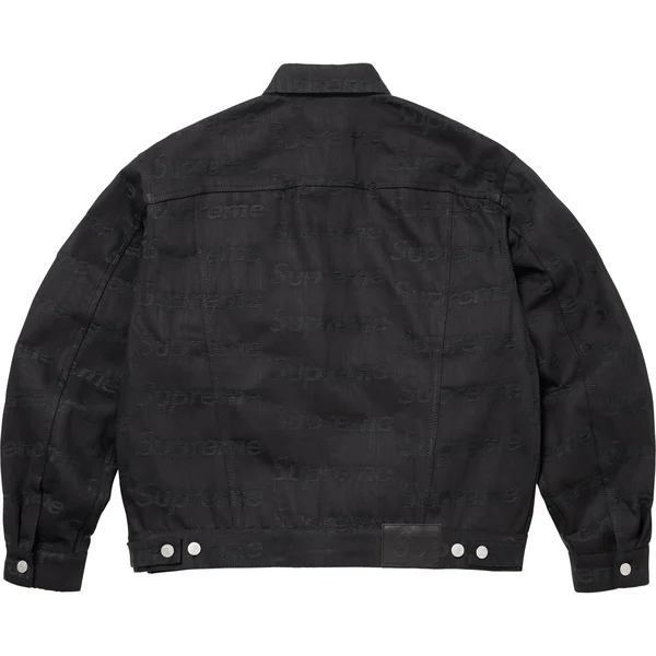 Supreme Jacquard Logos Denim Trucker Jacket - Black (front)