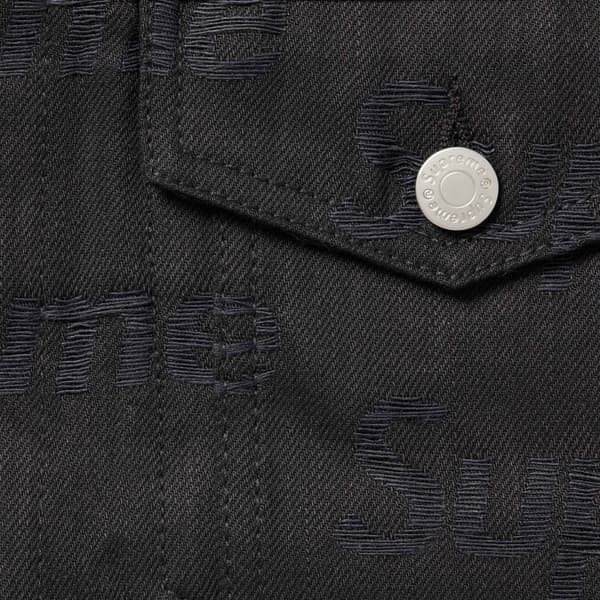 Supreme Jacquard Logos Denim Trucker Jacket - Black (front)