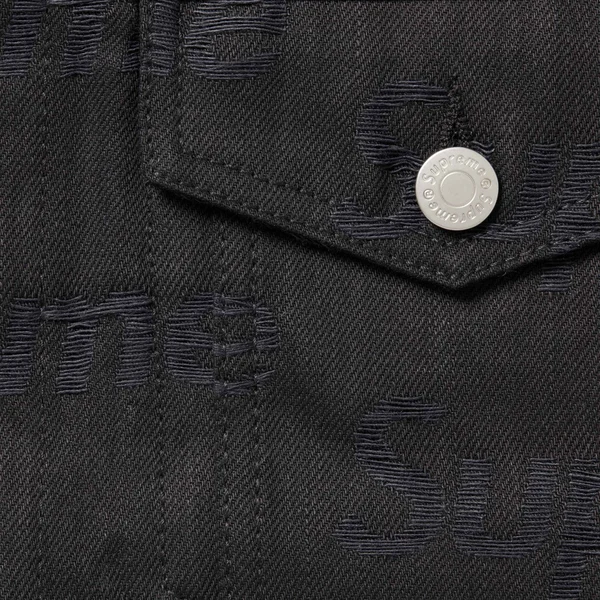Supreme Jacquard Logos Denim Trucker Jacket - Black (front)
