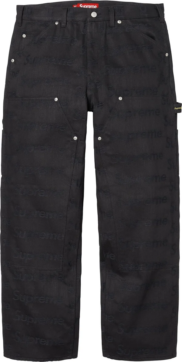 Supreme Jacquard Logos Double Knee Denim Painter Jean - Black (front)