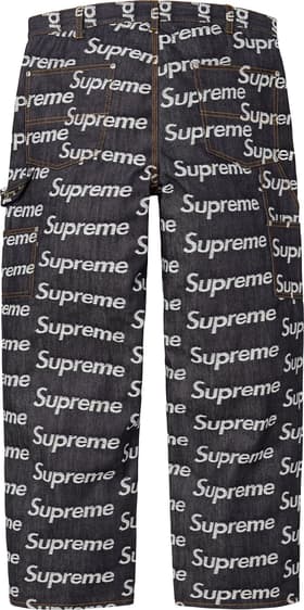 Supreme Jacquard Logos Double Knee Denim Painter Jean Rigid Indigo