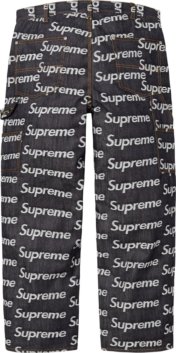 Supreme Jacquard Logos Double Knee Denim Painter Jean - Rigid Indigo (front)