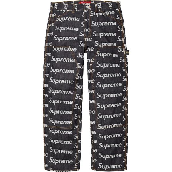 Supreme Jacquard Logos Double Knee Denim Painter Jean - Rigid Indigo (front)