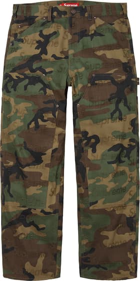 Supreme Jacquard Logos Double Knee Denim Painter Jean Woodland Camo