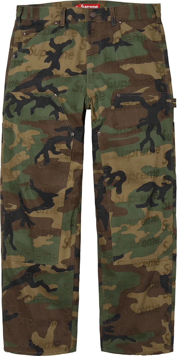 Supreme Jacquard Logos Double Knee Denim Painter Jean - Woodland Camo (front)