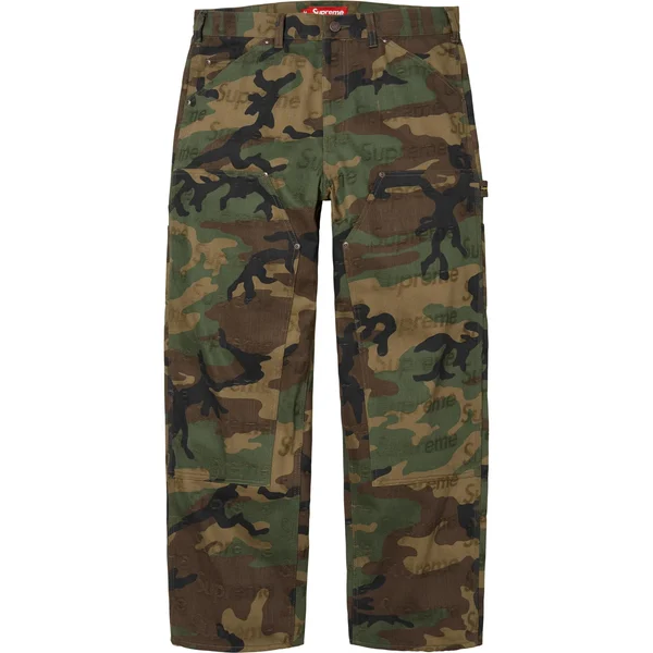 Supreme Jacquard Logos Double Knee Denim Painter Jean - Woodland Camo (front)