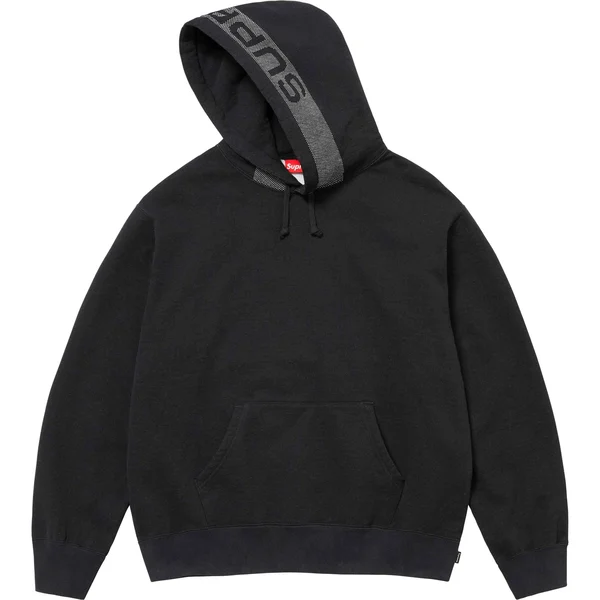 Supreme Jacquard Stripe Hooded Sweatshirt - Black (front)