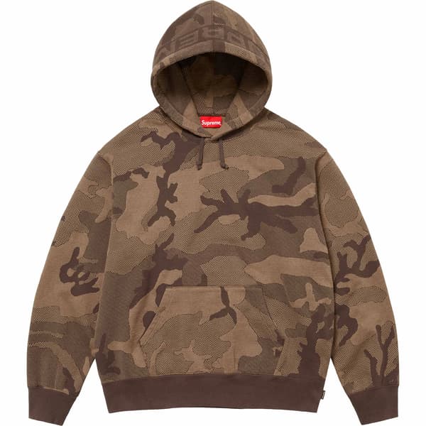 Supreme Jacquard Stripe Hooded Sweatshirt - Brown Camo (front)