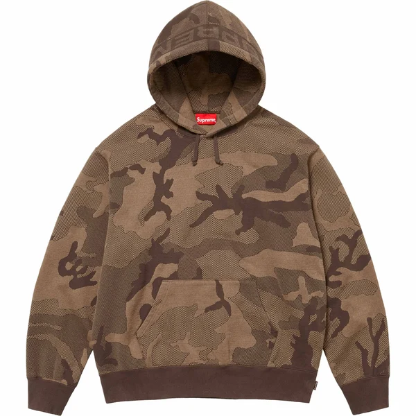 Supreme Jacquard Stripe Hooded Sweatshirt - Brown Camo (front)