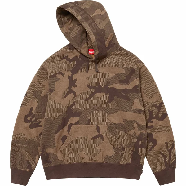 Supreme Jacquard Stripe Hooded Sweatshirt - Brown Camo (front)