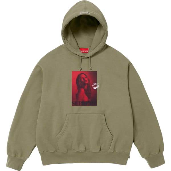 Supreme Kate Moss Hooded Sweatshirt - Light Olive (front)