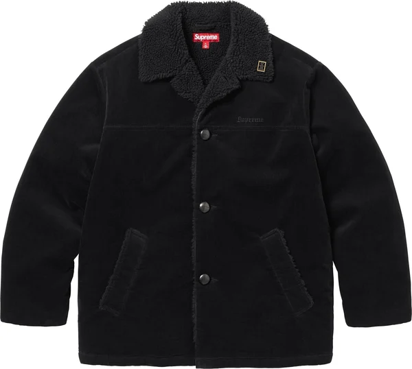 Supreme Kindermann Uncut Corduroy Car Coat - Black (front)