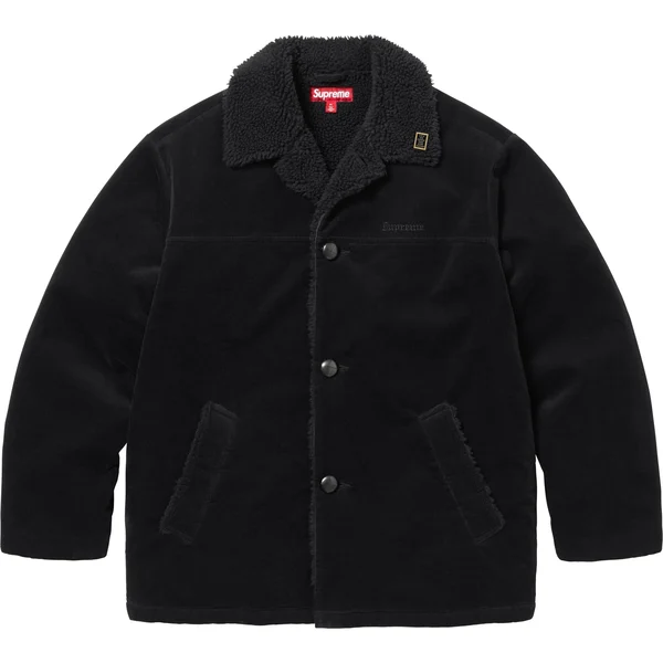 Supreme Kindermann Uncut Corduroy Car Coat - Black (front)