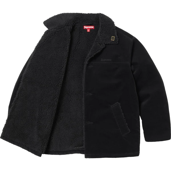 Supreme Kindermann Uncut Corduroy Car Coat - Black (front)