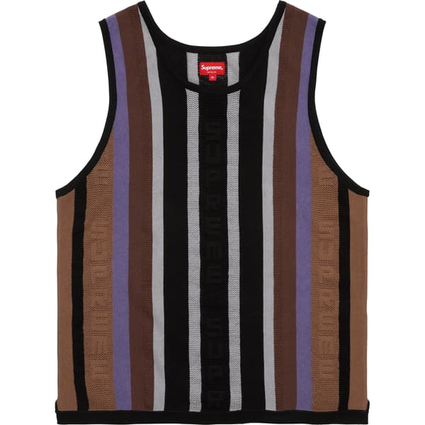 Supreme Knit Stripe Tank Top - Black (front)