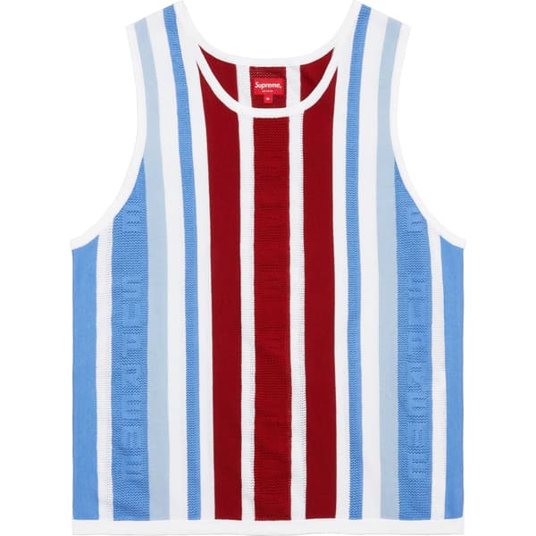 Supreme Knit Stripe Tank Top - White (front)