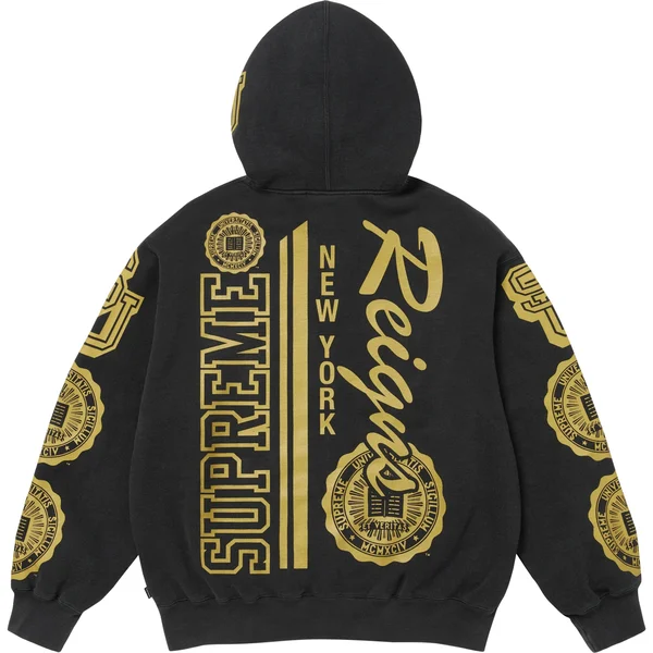 Supreme Knowledge Reigns Zip Up Hooded Sweatshirt - Black (front)
