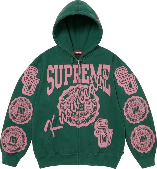 Supreme Knowledge Reigns Zip Up Hooded Sweatshirt - Dark Green (front)