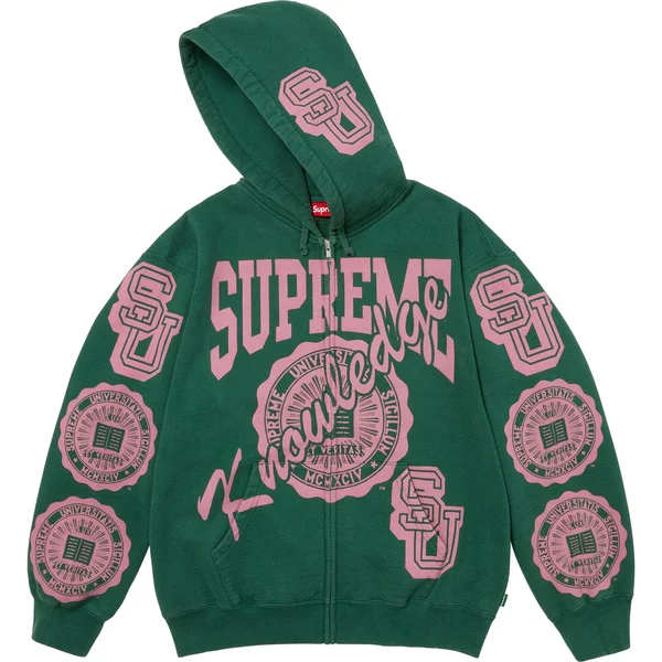 Supreme Knowledge Reigns Zip Up Hooded Sweatshirt - Dark Green (front)