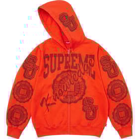 Supreme Knowledge Reigns Zip Up Hooded Sweatshirt Orange