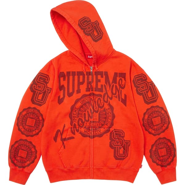 Supreme Knowledge Reigns Zip Up Hooded Sweatshirt - Orange (front)