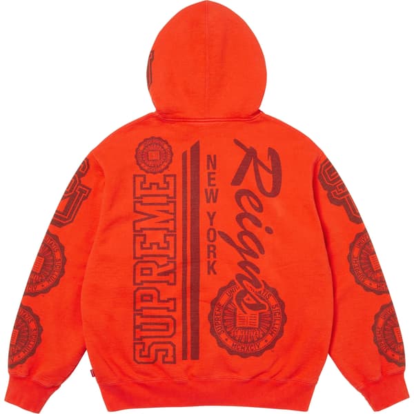 Supreme Knowledge Reigns Zip Up Hooded Sweatshirt - Orange (front)