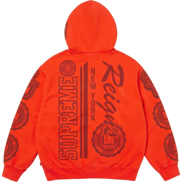 Supreme Knowledge Reigns Zip Up Hooded Sweatshirt - Orange (front)