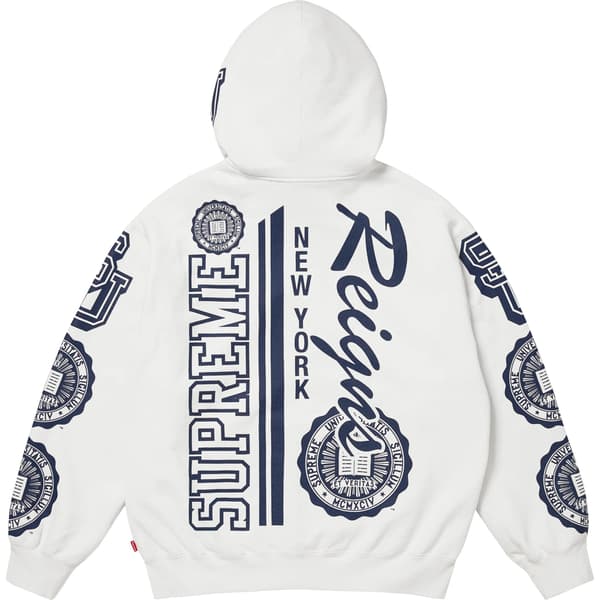 Supreme Knowledge Reigns Zip Up Hooded Sweatshirt - White (front)