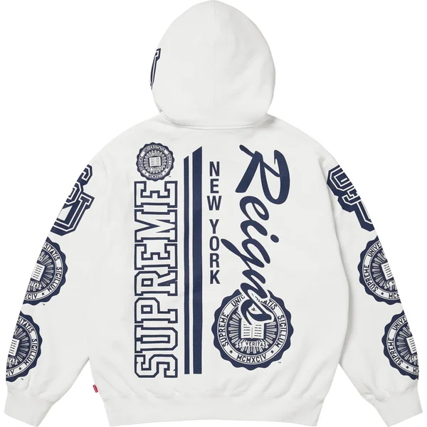 Supreme Knowledge Reigns Zip Up Hooded Sweatshirt - White (front)