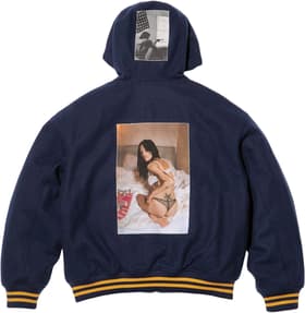 Supreme/Larry Clark Hooded Varsity Jacket Navy