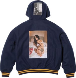 Supreme/Larry Clark Hooded Varsity Jacket Navy