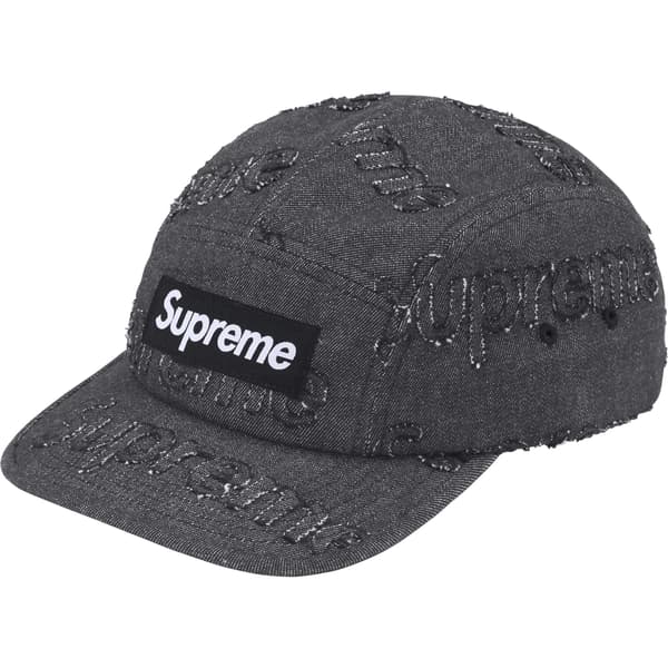 Supreme Lasered Denim Camp Cap - Black (front)