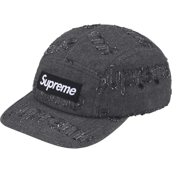 Supreme Lasered Denim Camp Cap - Black (front)