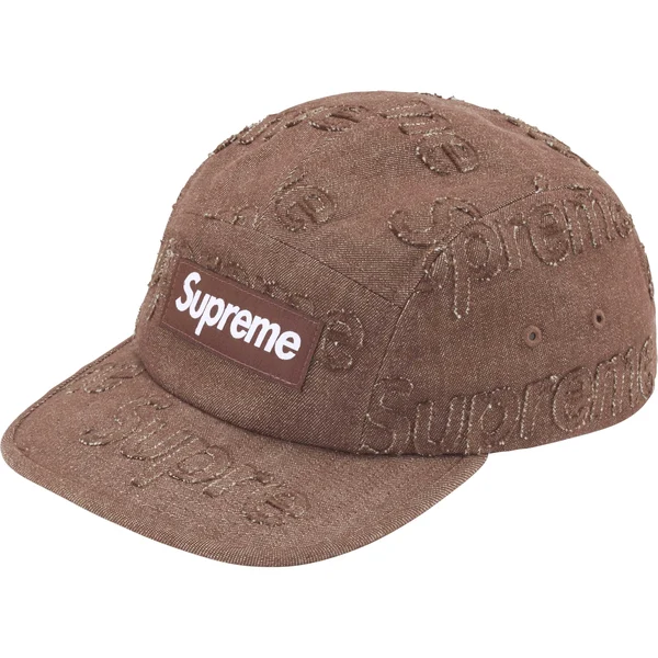 Supreme Lasered Denim Camp Cap - Brown (front)
