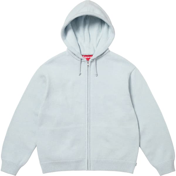Supreme Last Supper Embroidered Zip Up Hooded Sweater - Light Blue (front)