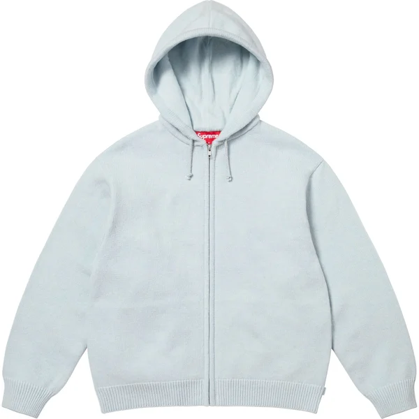 Supreme Last Supper Embroidered Zip Up Hooded Sweater - Light Blue (front)