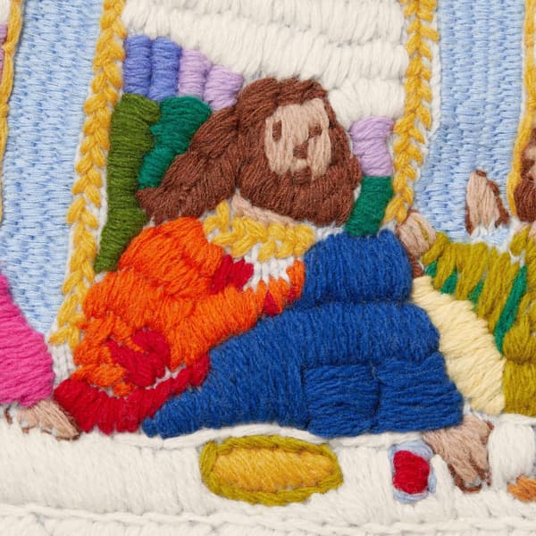 Supreme Last Supper Embroidered Zip Up Hooded Sweater - Light Blue (front)