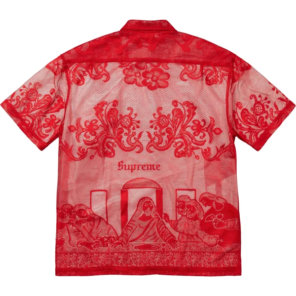 Supreme Last Supper Lace S/S Shirt - Red (front)