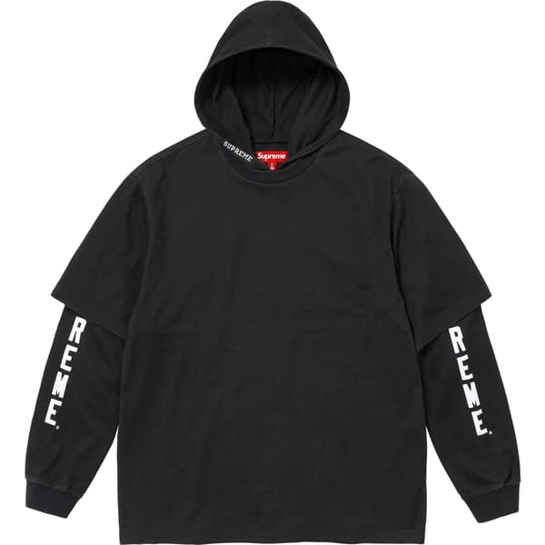 Supreme Layered Hooded L/S Top - Black (front)