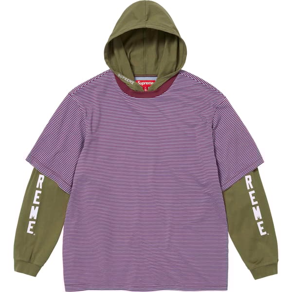 Supreme Layered Hooded L/S Top - Olive (front)