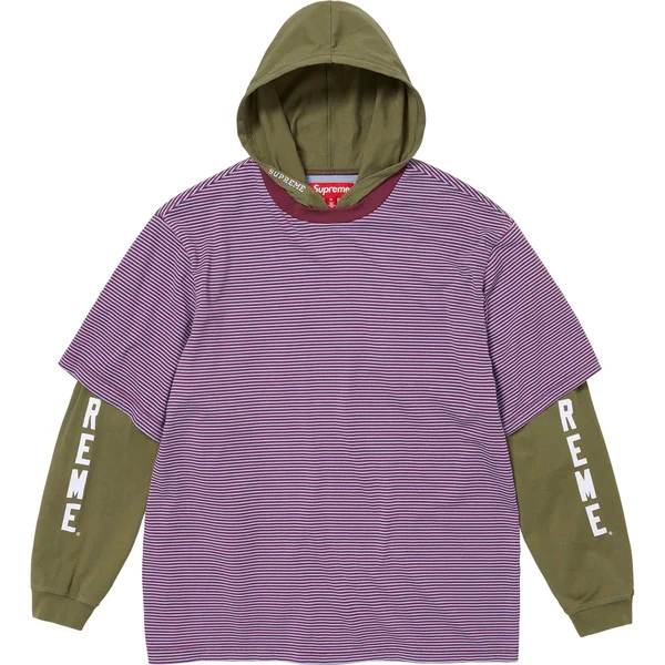 Supreme Layered Hooded L/S Top - Olive (front)
